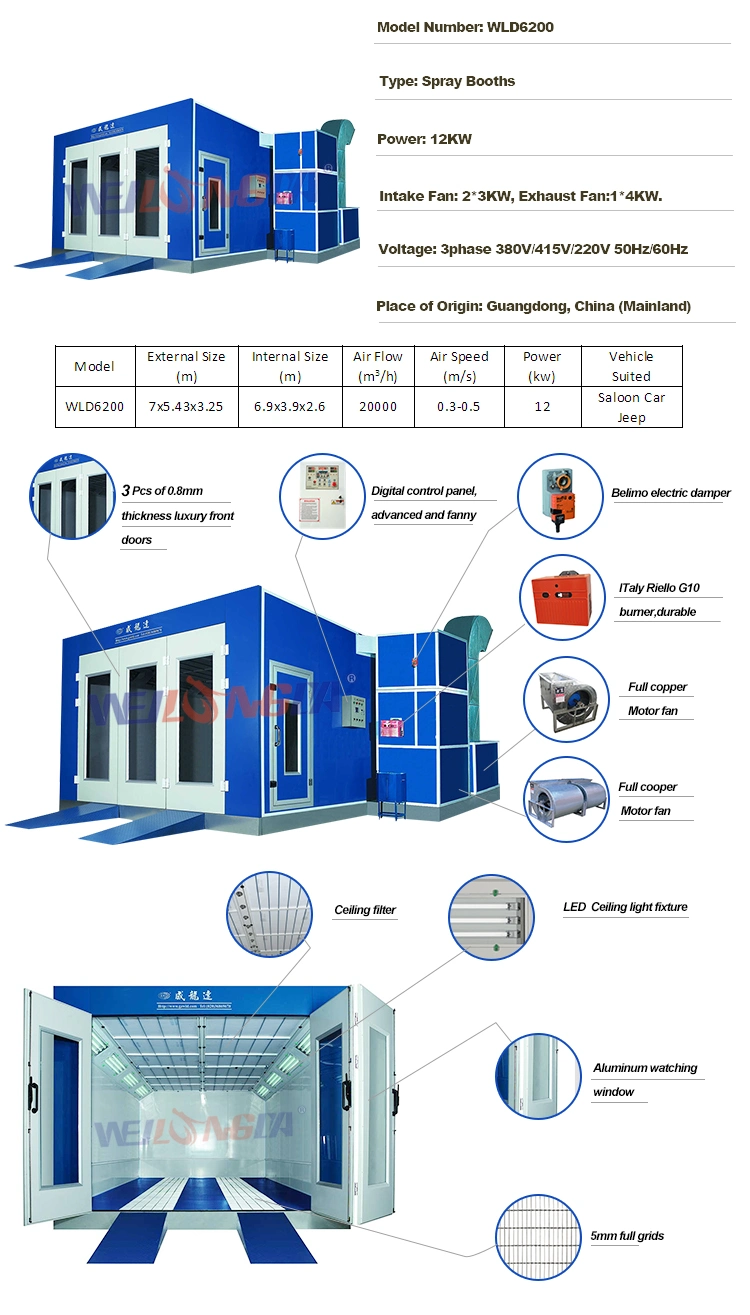 Wld6200 CE Car Paint Oven /Painting Booth/Car Paint Machine for Ireland